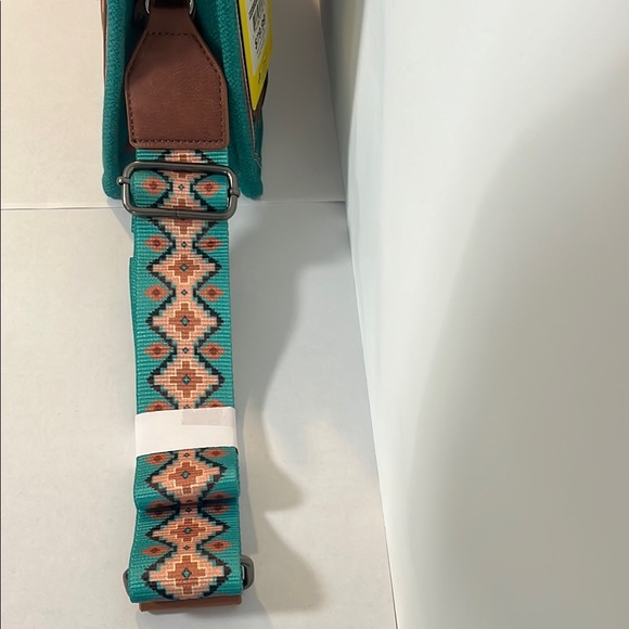 WRANGLER SOUTHWESTERN PRINT TOTE + CROSSBODY BAG - Turquoise - Picture 10 of 11